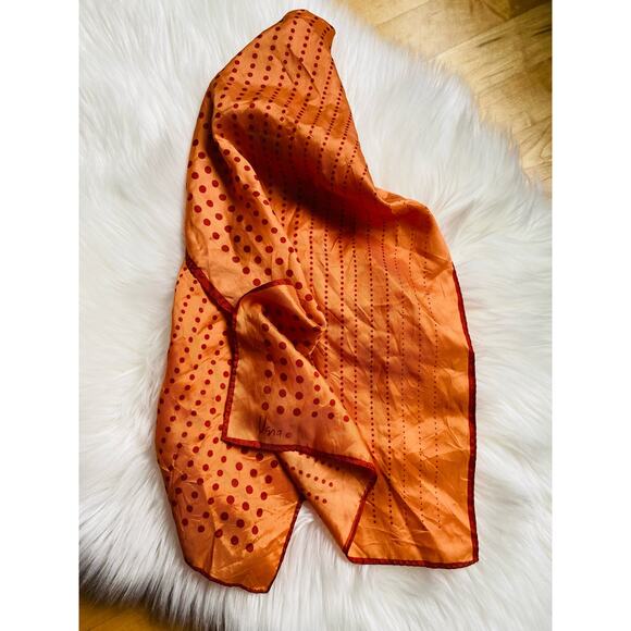 Vintage Vera Neumann Long Rectangular Orange and Red Dot Scarf - Picture 1 of 6